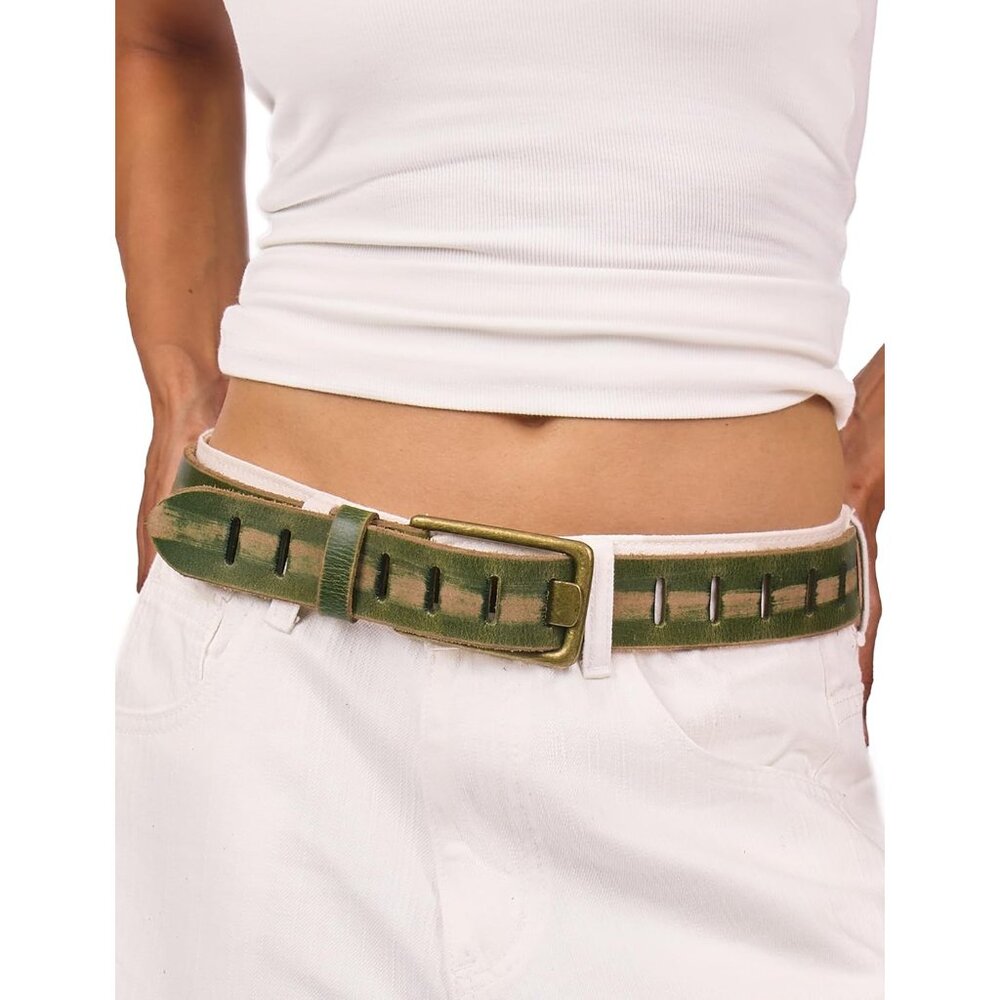 Womens Genuine Leather Belt for Jeans Pants Width 1.57" Western Cowgirl Wide Bel